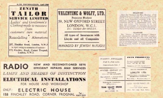 Jewish refugees started new businesses in and outside London